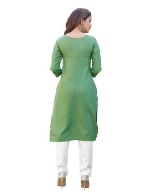Green Cotton Straight Kurti 5