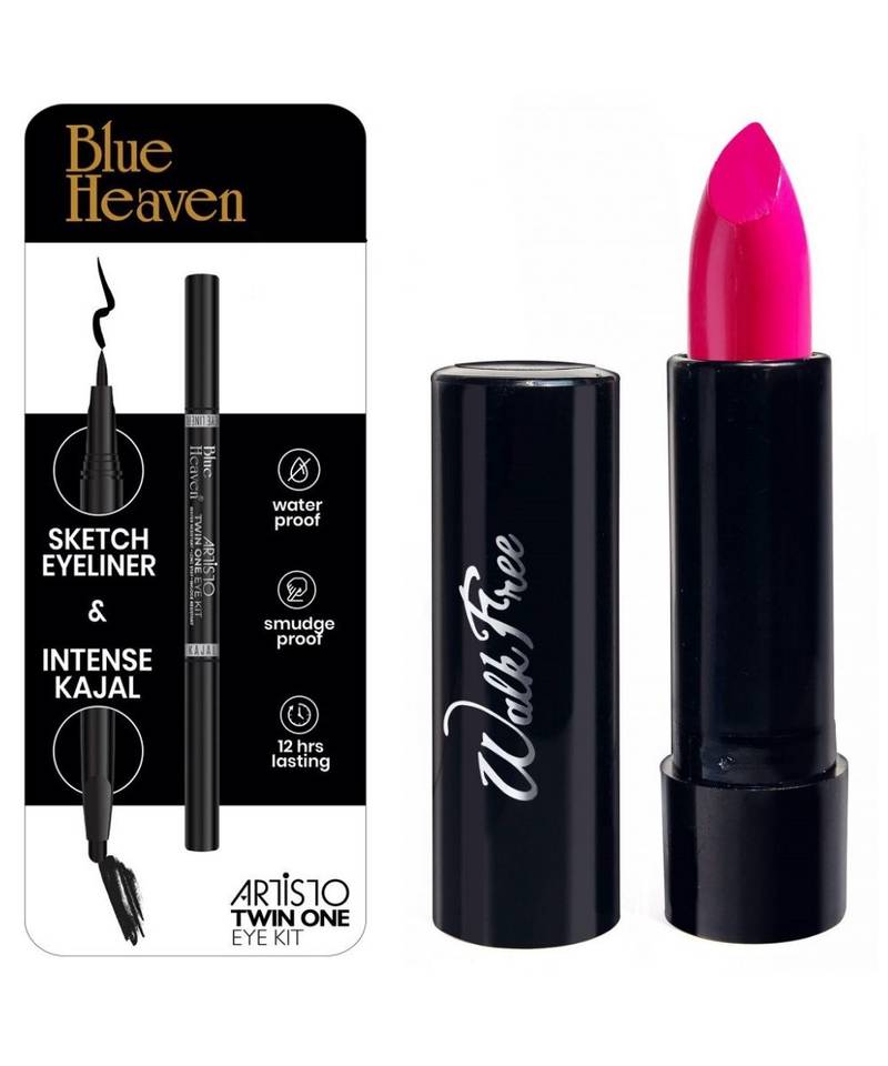 Blue Heaven Pack Of Artisto 2 in 1 Eye Kit Plus Walkfree lipstick Shade