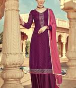 Wine Viscose Brasso Embroidery Salwar Suit