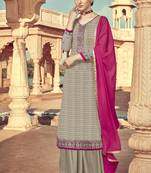 Dark Beige Viscose Brasso Embroidery Salwar Suit