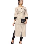 White printed cotton ethnic-kurtis