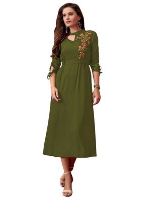 Green printed rayon ethnic-kurtis 1