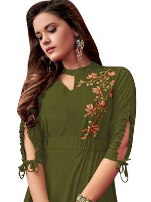 Green printed rayon ethnic-kurtis 2
