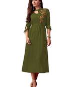 Green printed rayon ethnic-kurtis
