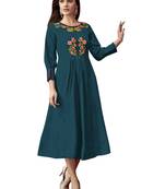 Blue printed rayon ethnic-kurtis