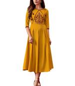 Yellow printed rayon ethnic-kurtis