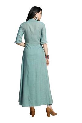 Blue embroidered cotton ethnic-kurtis 3