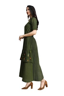 Green embroidered cotton ethnic-kurtis 2
