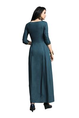 Blue embroidered cotton ethnic-kurtis 3