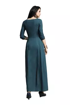 Blue embroidered cotton ethnic-kurtis