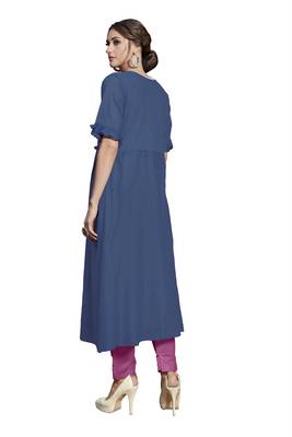 Blue embroidered crepe ethnic-kurtis 5