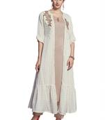 White embroidered crepe ethnic-kurtis