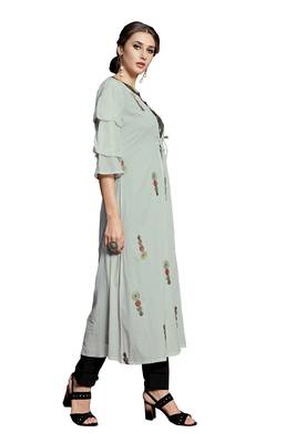 Light-grey embroidered crepe ethnic-kurtis 5