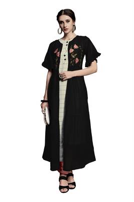 Black embroidered crepe ethnic-kurtis 1