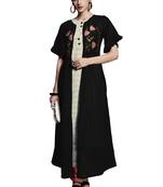 Black embroidered crepe ethnic-kurtis