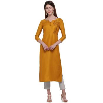 Gold printed cotton ethnic-kurtis 1