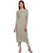 Grey printed cotton ethnic-kurtis