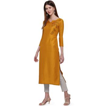 Gold printed cotton ethnic-kurtis 3
