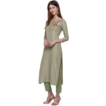 Beige printed cotton ethnic-kurtis 2