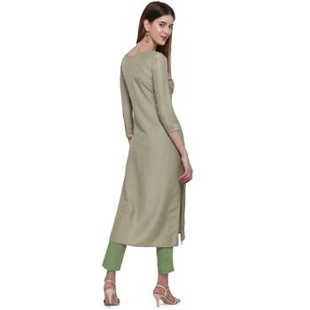 Beige printed cotton ethnic-kurtis 3