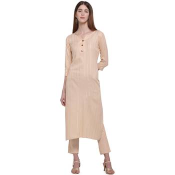 Peach printed cotton ethnic-kurtis 1