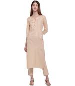 Peach printed cotton ethnic-kurtis