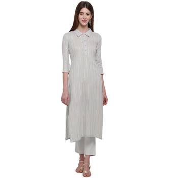 Off white printed cotton ethnic-kurtis 1