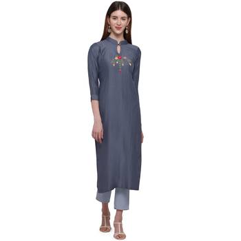 Grey printed cotton ethnic-kurtis 1