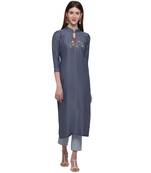 Grey printed cotton ethnic-kurtis