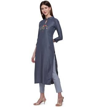 Grey printed cotton ethnic-kurtis 2