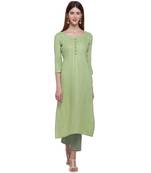 Green printed cotton ethnic-kurtis