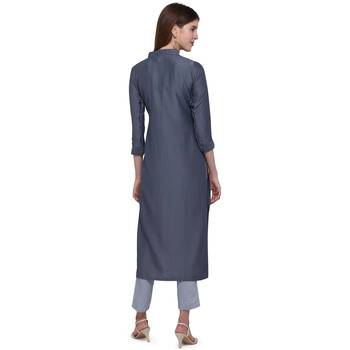 Grey printed cotton ethnic-kurtis 3
