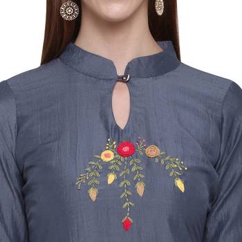 Grey printed cotton ethnic-kurtis 4