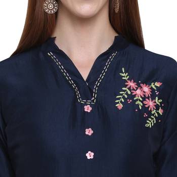 Blue printed cotton ethnic-kurtis 4