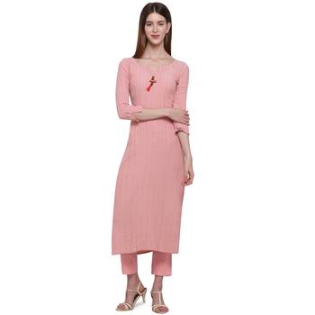 Peach printed cotton ethnic-kurtis 1