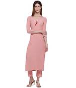 Peach printed cotton ethnic-kurtis