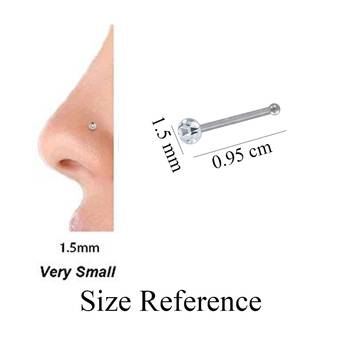Silver Small Diamond nose-ring or Nose Pin 3
