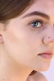 Designer Red Coloured Diamond Classic nose ring or Nose pin