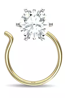 Designer Gold cubic zirconia nose ring or nose pin