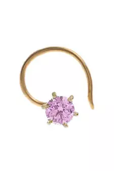 Pink Designer Classic Diamond Gold Plated Nose pin