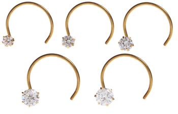 Designer Combo of 5 Gold plated nose ring or nose pin 1