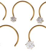Designer Combo of 5 Gold plated nose ring or nose pin