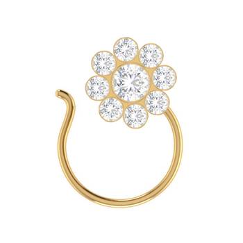 Designer Classic Floral Wedding Gold Plated Nose Ring 1
