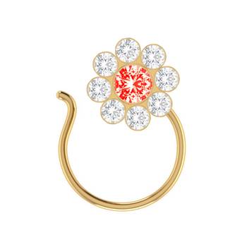 Designer Red COloured Diamond Classic nose ring or Nose pin 1