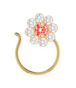 Designer Red COloured Diamond Classic nose ring or Nose pin