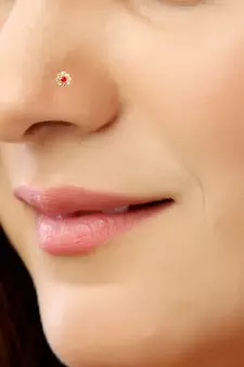 Designer Red COloured Diamond Classic nose ring or Nose pin