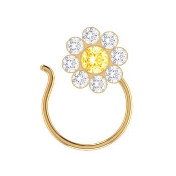 Yellow Designer Classic Floral Wedding Gold Plated Nose Ring 1