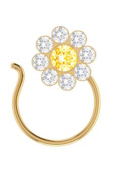 Yellow Designer Classic Floral Wedding Gold Plated Nose Ring