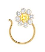 Yellow Designer Classic Floral Wedding Gold Plated Nose Ring