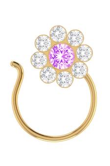 Purple Designer Classic Floral Wedding Gold Plated Nose Ring